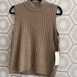 Rachel Zoe Tan Sleeveless Ribbed Top